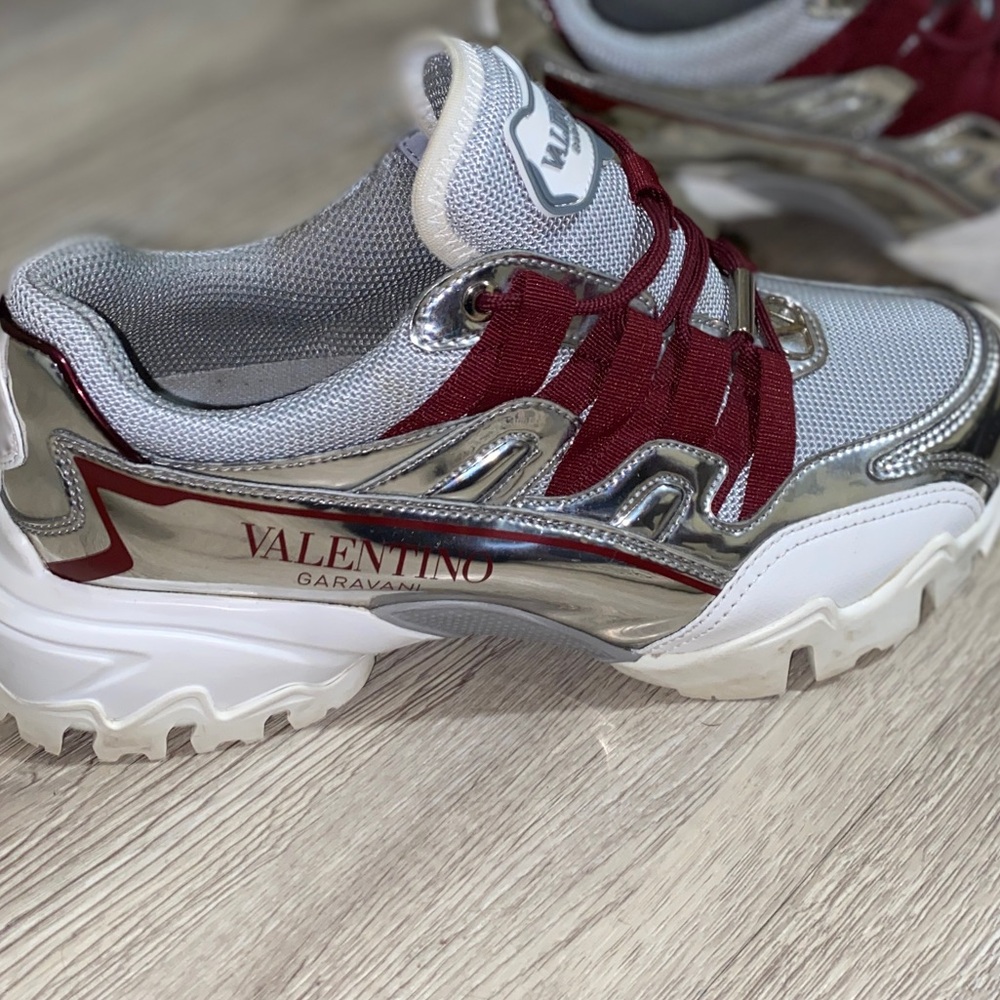 VALENTINO GARAVANI  Sneaker Climber Sliver/Burgundy EUR 38.5 USA W8-8.5 M 7-7.5 - Picture 9 of 16